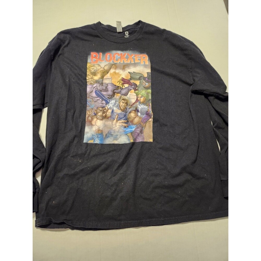 Blockxer Long Sleeve Graphic Print Custom Ink Men's Size XL, Cotton Shirt, Black